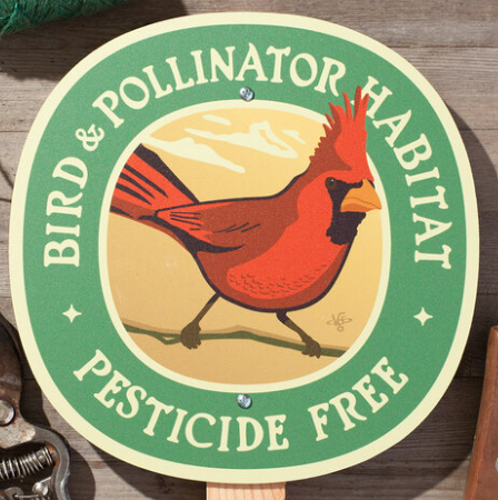 Bird & Pollinator Habitat (Cardinal) Pesticide Free – Garden Sign